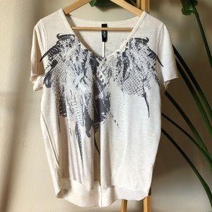 Boho Feather Design Loose Tee